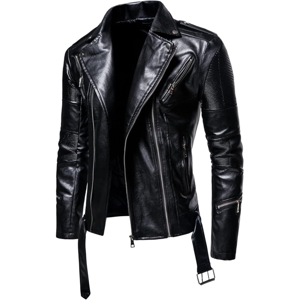 レア Attractions Leather Bikers Casquette CJQJPNZ Vintage Mens Leather Jacket Motorcycle Leather Coat